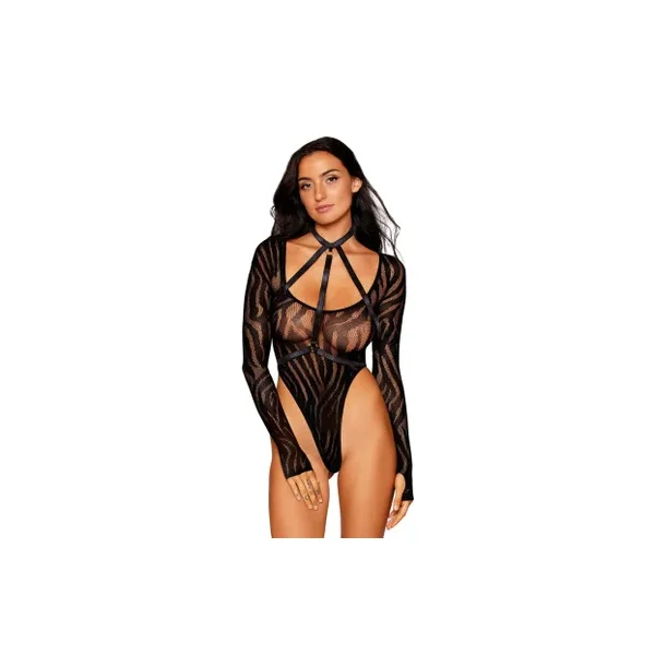 Dreamgirl 13266 Seamless Swirl Knit Teddy and Harness