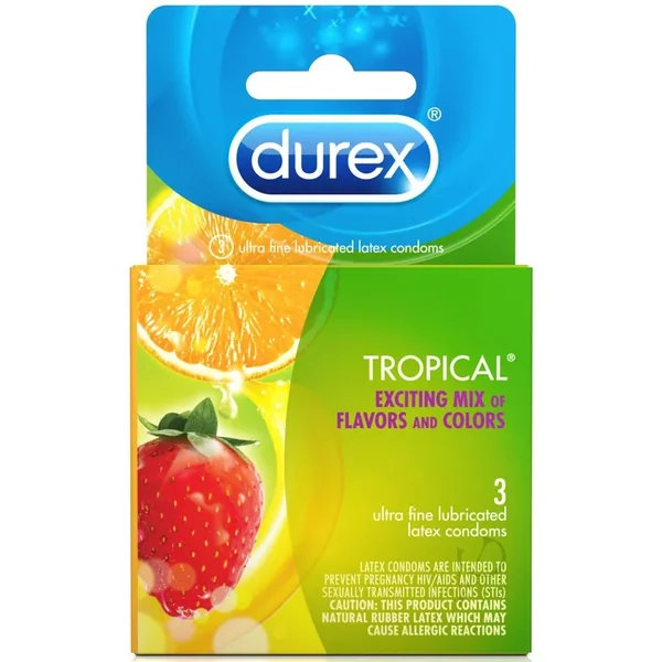 Durex Tropical Flavors Flavored Premium Male Condoms Pack of 3