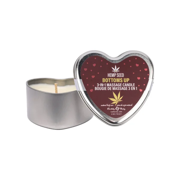 Earthly Body 2025 Valentines 3 in 1 Massage Heart Candle - 4.7 oz Bottom's Up