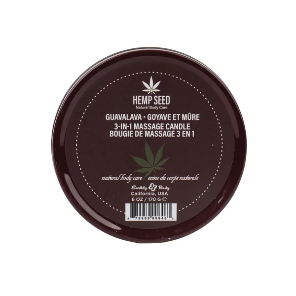 Earthly Body Suntouched Hemp Candle – 6 oz Round Tin Guavalava