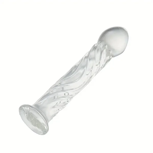 Elegant Transparent Crystal Dildo Glass Anal Plug Spiral Design Adult Toy