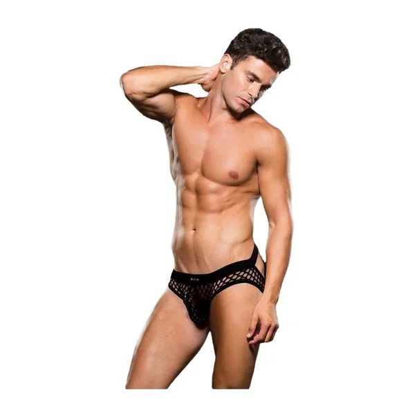 Envy MODERN FISHNET OPEN BACK BRIEF Black M/L