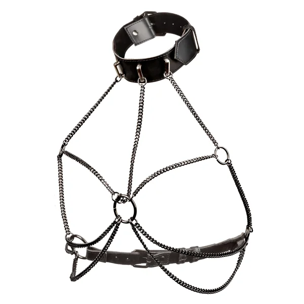 Euphoria Multi Chain Vegan Leather Collar Harness - Curvy