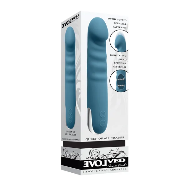Evolved Queen of All Trades Thrusting & Rotating Vibrator - Teal