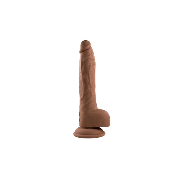 Evolved Thrust In Me Thrusting Vibrating Dildo, 6.25 Inch Insertable, 1.55 Inch Max Width, Dark Skin