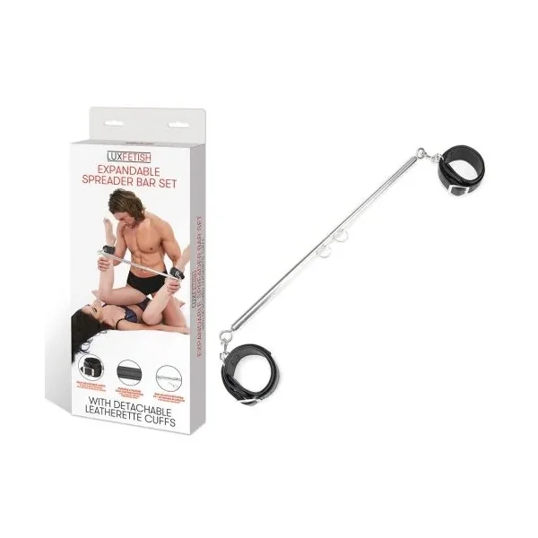 Expandable Spreader Bar Set 35″ – 47″ With Detachable Leatherette Cuffs