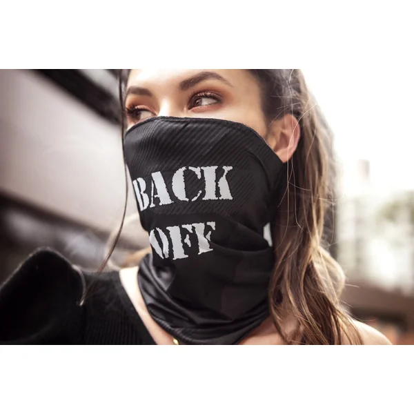 Face/ Neck Bandana - Back Off - Black Print - One Size