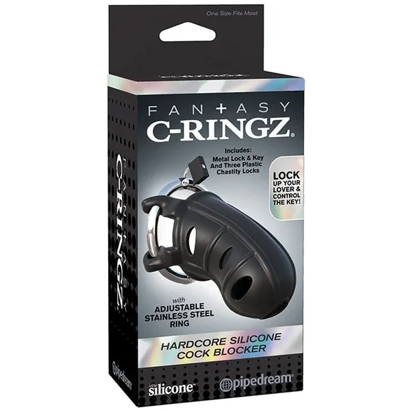 Fantasy C-Ringz Hardcore Silicone Cock Blocker – Black
