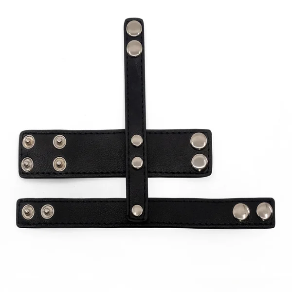 Faux Leather Snap Button Cock & Ball Stretcher