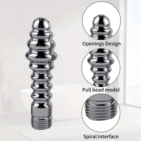 Female Shower Enema Tube Kit Aluminum Nozzle With Holder Cleaning Brush