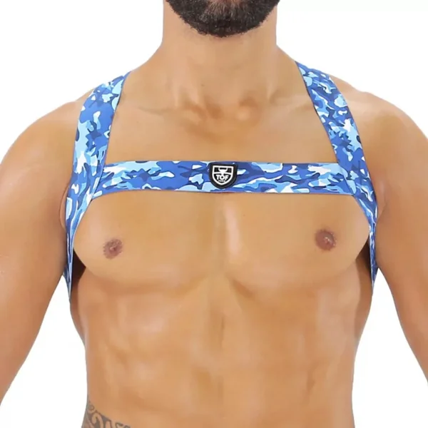 Fetish Elastic Harness Blue Camouflage – Size : XL/XXL