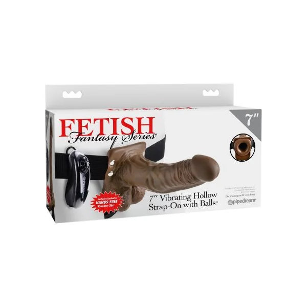 FETISH FANTASY HOLLOW STRAP ON W/BALL 7 VIBRATING BROWN “