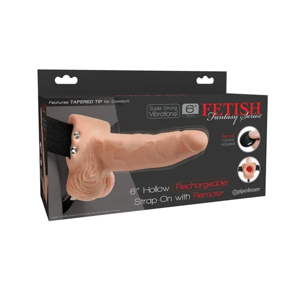 Fetish Fantasy Series 6″ Hollow Rechargeable Strap On w/Remote – Flesh