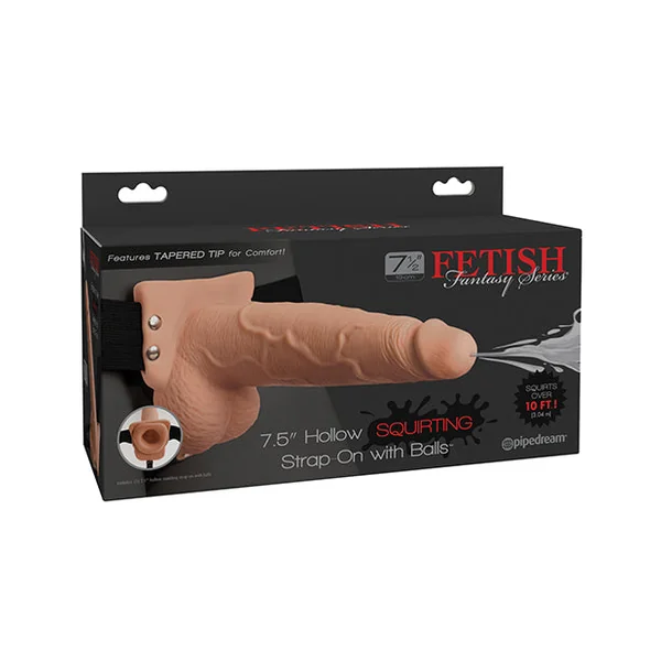Fetish Fantasy Series 7.5" Hollow Squirting Strap On W-balls - Flesh