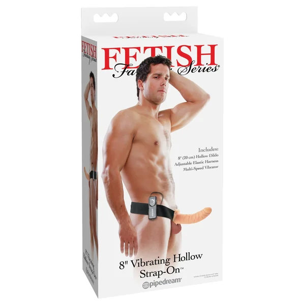 Fetish Fantasy Series 8" Vibrating Hollow Strap On - Brown