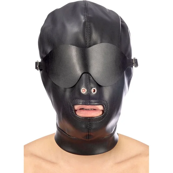Fetish - FetishTentation - Faux leather BDSM hood with eye patch