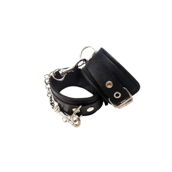 Fetish Play Ankle Cuffs Vegan Leather – Black
