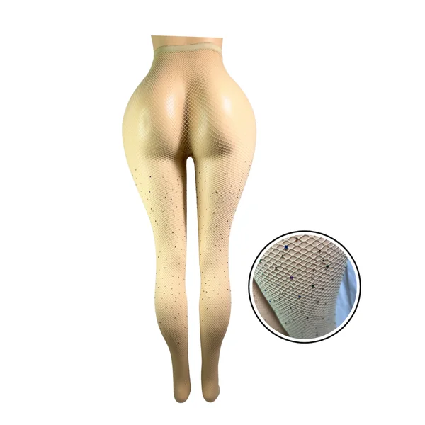 Fishnet Multi Colored Stockings W/Rhinestones -#003