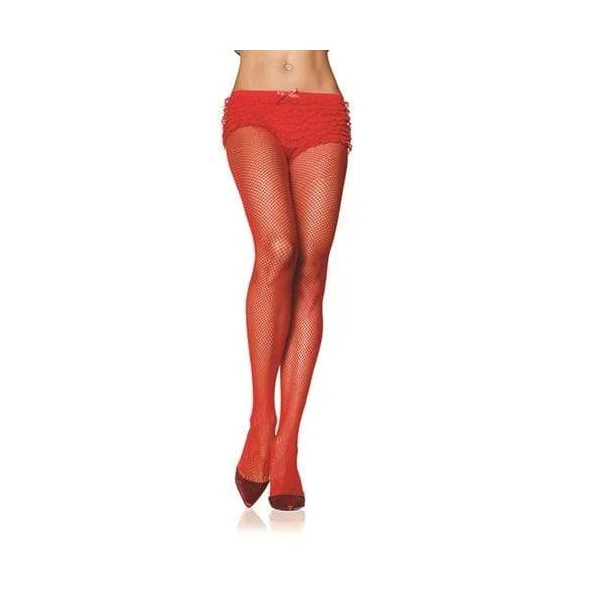 Fishnet Pantyhose - One Size - Red