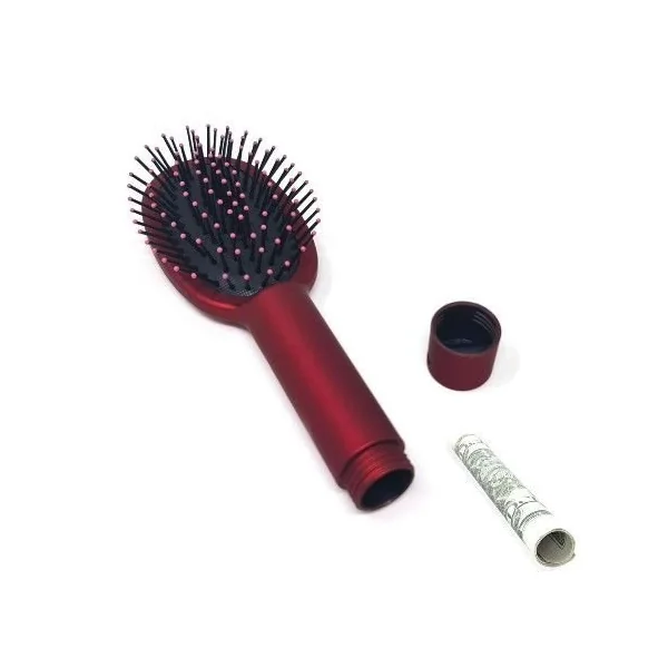 Flat Handle Red Hair Brush Safe Can