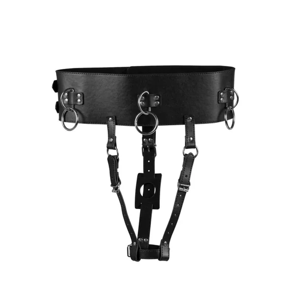 Forced Orgasm Belt with Wand Vibrator Holder | Black