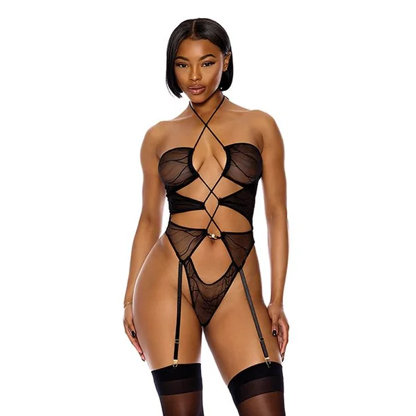 Forplay Pull My Strings Sheer Mesh Halterneck Teddy