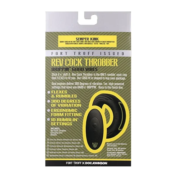 Fort Troff Rev Cock Throbber Vibrating Cock Ring – Black