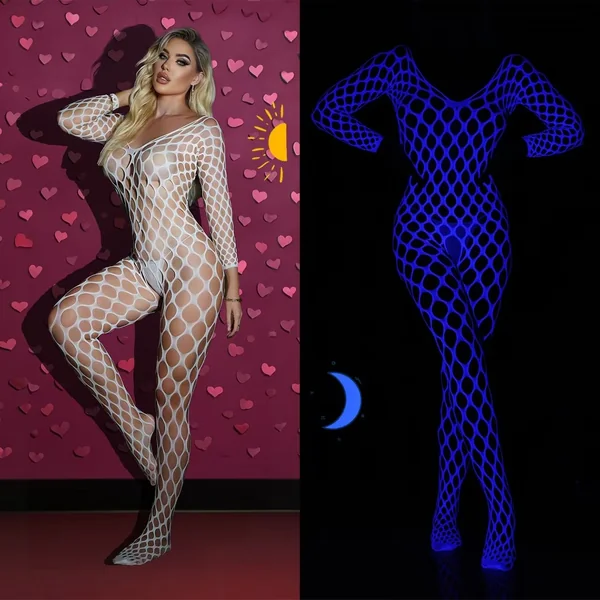 Full Fishnet JumpSuit (Glow In Dark)-#005