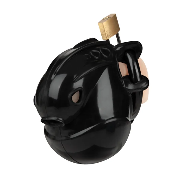 Full Restraint Silicone Cock & Balls Chastity Device - 100% Coverage Black