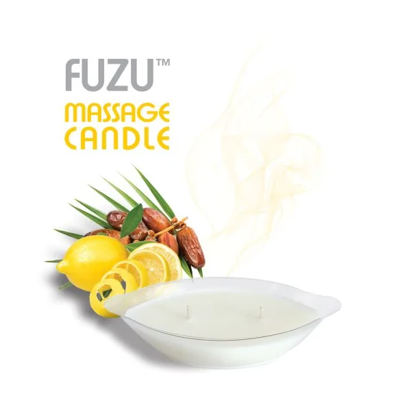 FUZU MASSAGE CANDLE FIJI DATES & LEMON PEEL 4 OZ