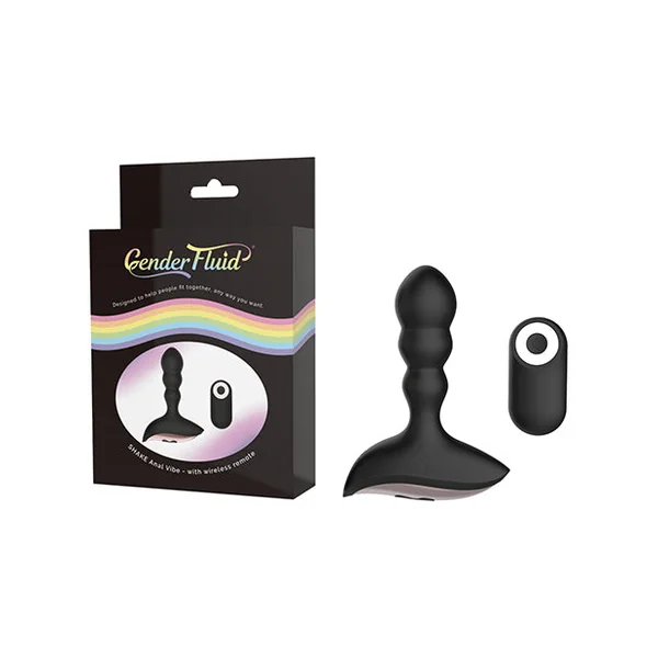 Gender Fluid Shake Anal Vibe W-remote - Black