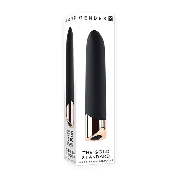 Gender X The Gold Standard Rechargeable Silicone Bullet – Black/rose Gold