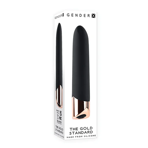 Gender X The Gold Standard Rechargeable Silicone Bullet - Black-rose Gold