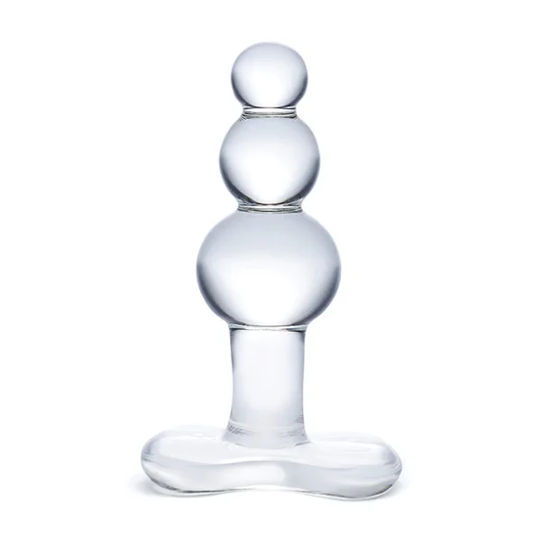 Glas 4 Inch Beaded Glass Butt Plug With Tapered Base