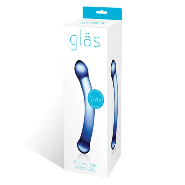 Glas 6" Curved G-spot Glass Dildo - Blue