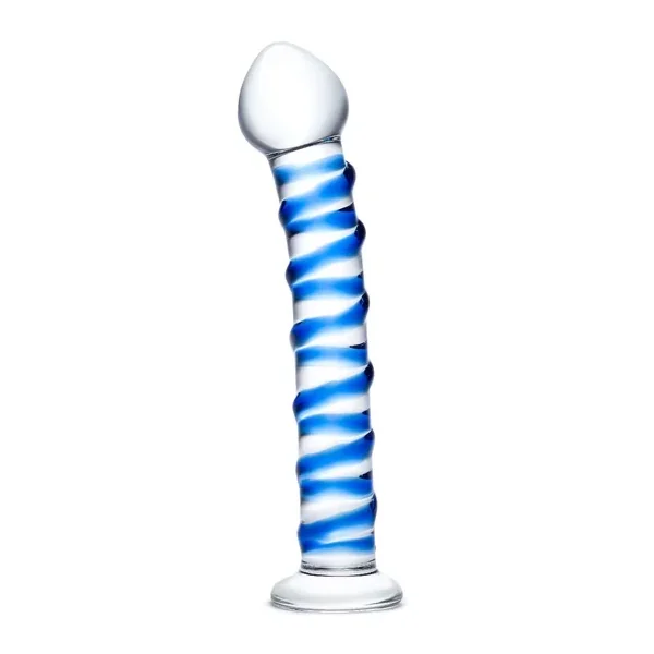 Glas 7.5inch Spiral Glass Dildo Blue