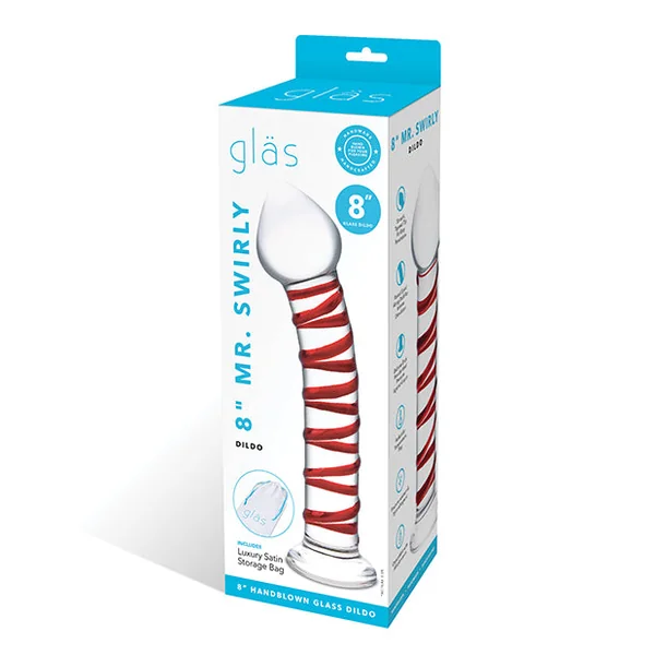 Glas 8" Mr. Swirly Glass Dildo - Red