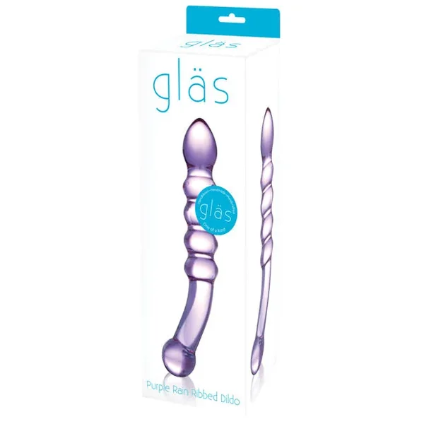 Glas Purple Rain Ribbed Glass Dildo