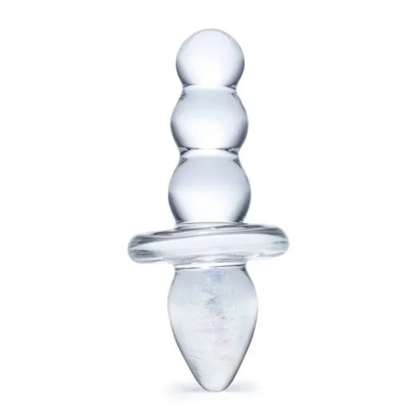 Glas Titus Beaded Butt Plug Clear 4.5 Inch