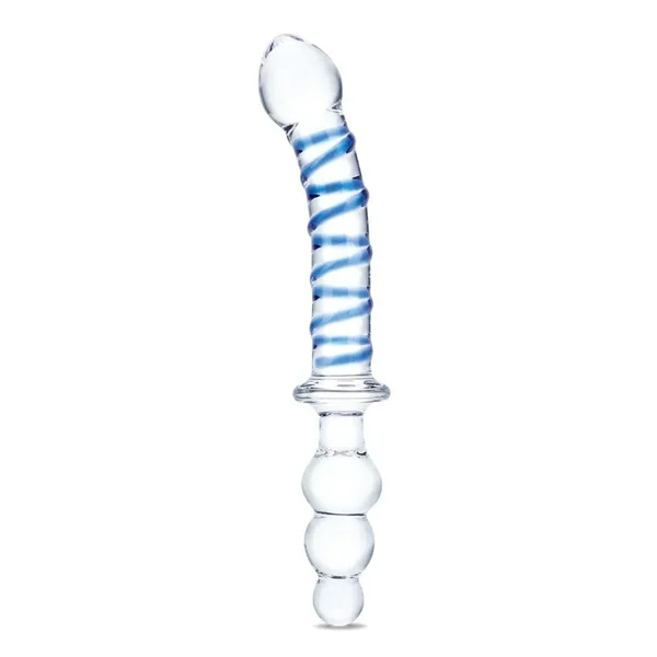 Glas Twister Dual Ended Dildo Clear Blue 10 Inch