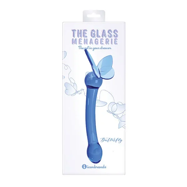 Glass Menagerie Butterfly Glass G Spot Dildo – Dark Blue