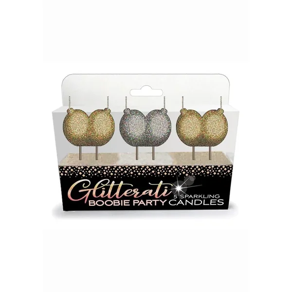 Glitterati Boobie Party Candles (5 per Set) – Black/Gold