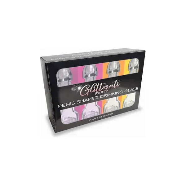 Glitterati Penis Drinking Glasses 4pk by Little Genie