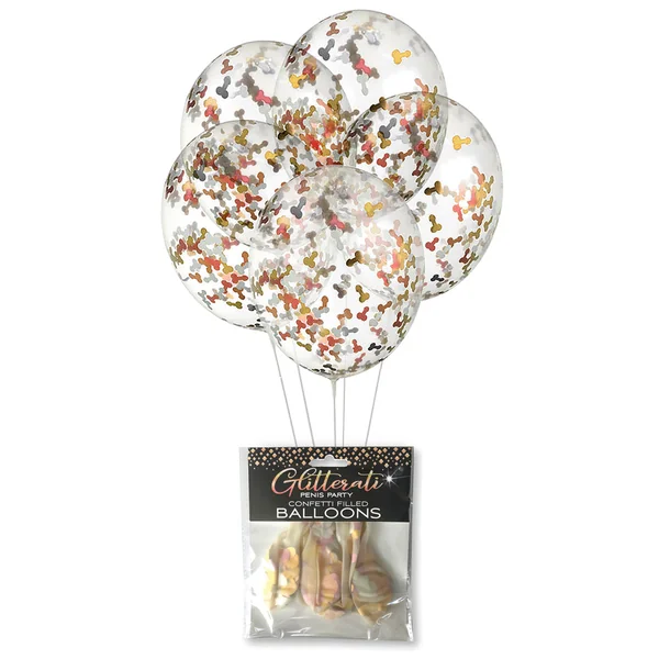 Glitterati Penis Party Pecker Confetti-Filled Balloons 5-Pack