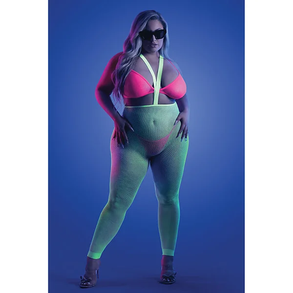 Glow Come Alive Suspender Stockings, Bralette & G-string Multi Color