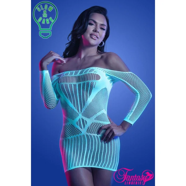 Glow Long Sleeve UV Dress by Fantasy Lingerie