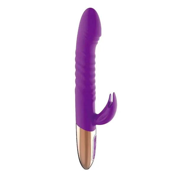 Goddess Thrusting Delight Rechargeable Silicone Rabbit Vibrator – Purple