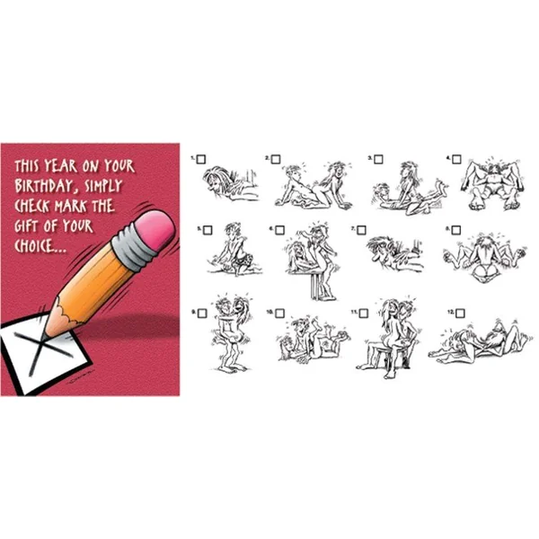 Greeting Cards 6 Pack - This Year on Your Birthday Simply Check Mark the Gift of Your Choice... With Pictures