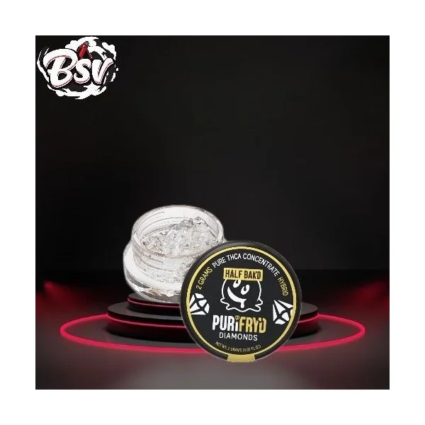 Half Bak’d Puri Fryd Diamonds THC-A Sauce 2 Grams Lemon Kush