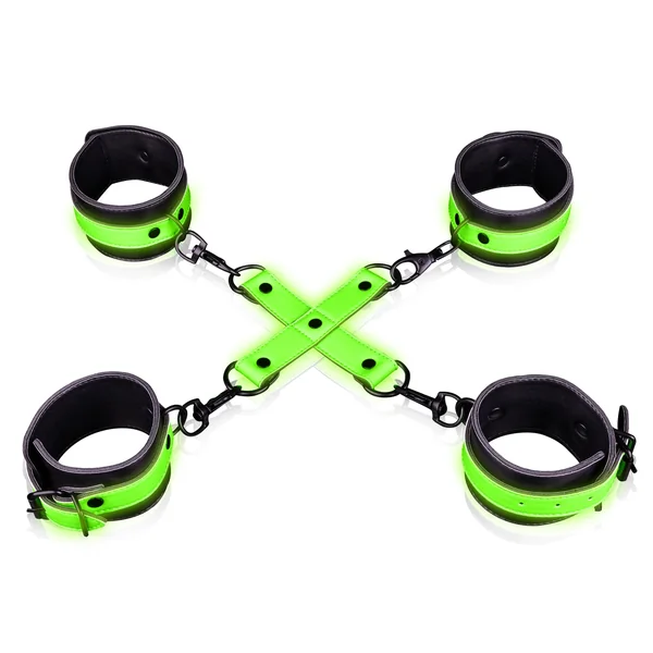 Hand and Ankle Cuffs With Hogtie - Glow in the Dark